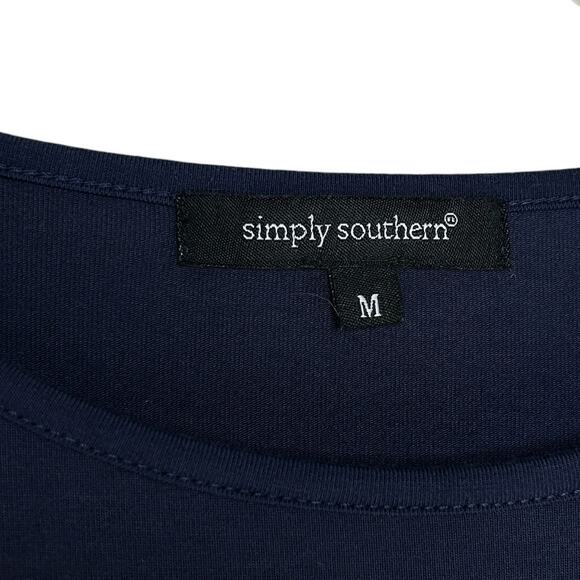 Simply Southern Dress Size M Navy Long Sleeve Knit With Ruffle Sleeves - Picture 4 of 6